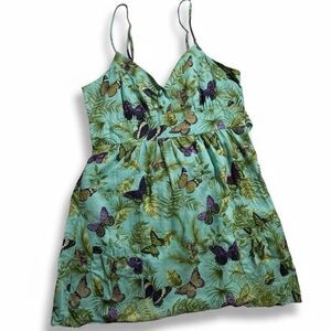 Vintage Y2K eyeshadow baby doll Cami top butterfly print apron style back tie SM